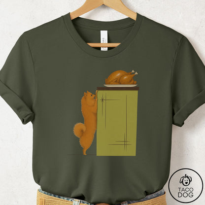 Pomeranian Turkey T-Shirt Military Green Taco-Dog