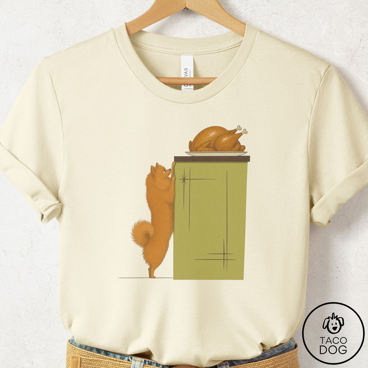 Pomeranian Turkey T-Shirt Natural Taco-Dog