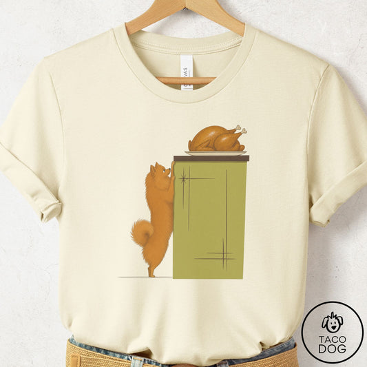 Pomeranian Turkey T-Shirt Natural Taco-Dog