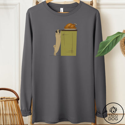 Pug Turkey Long Sleeve Tee Asphalt Taco-Dog