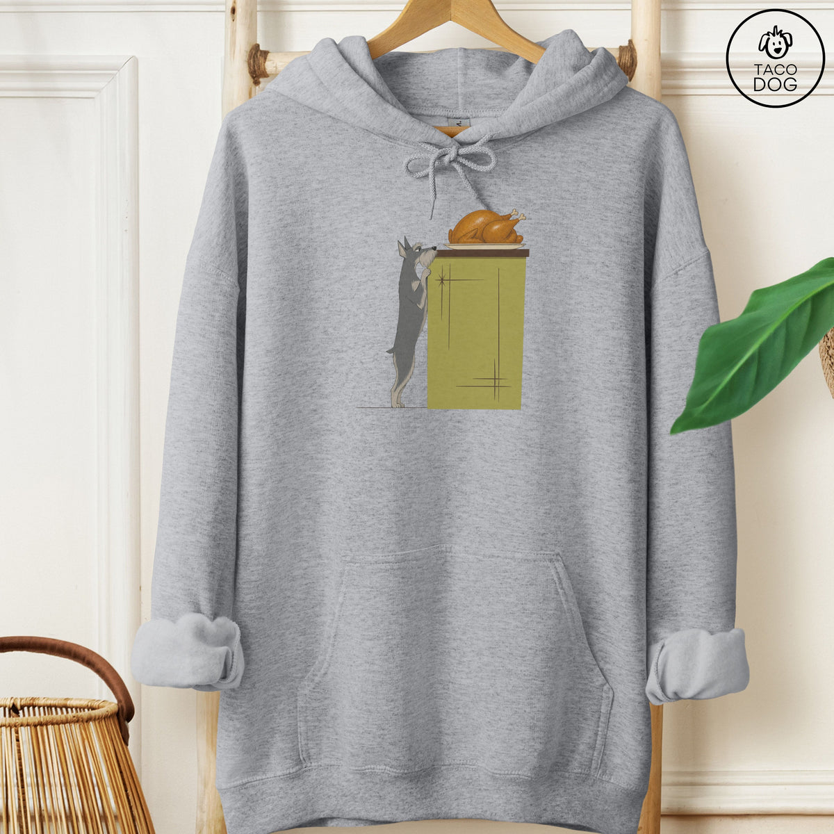 Schnauzer Turkey Hoodie Graphite Heather Taco-Dog