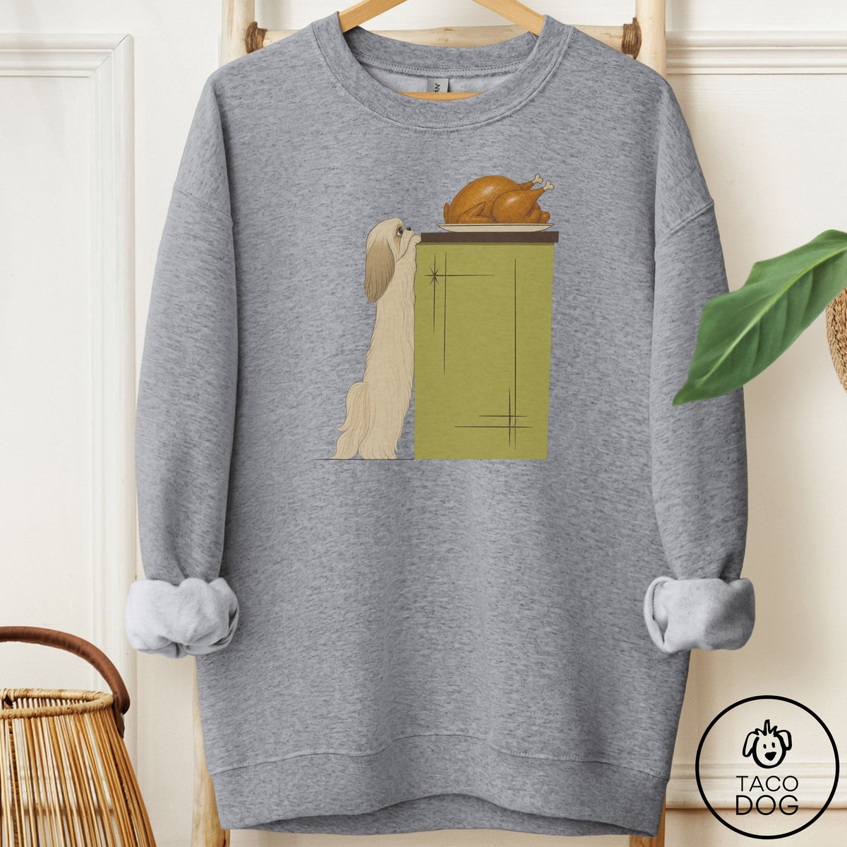 Shih Tzu Turkey Sweatshirt Graphite Heather Taco-Dog