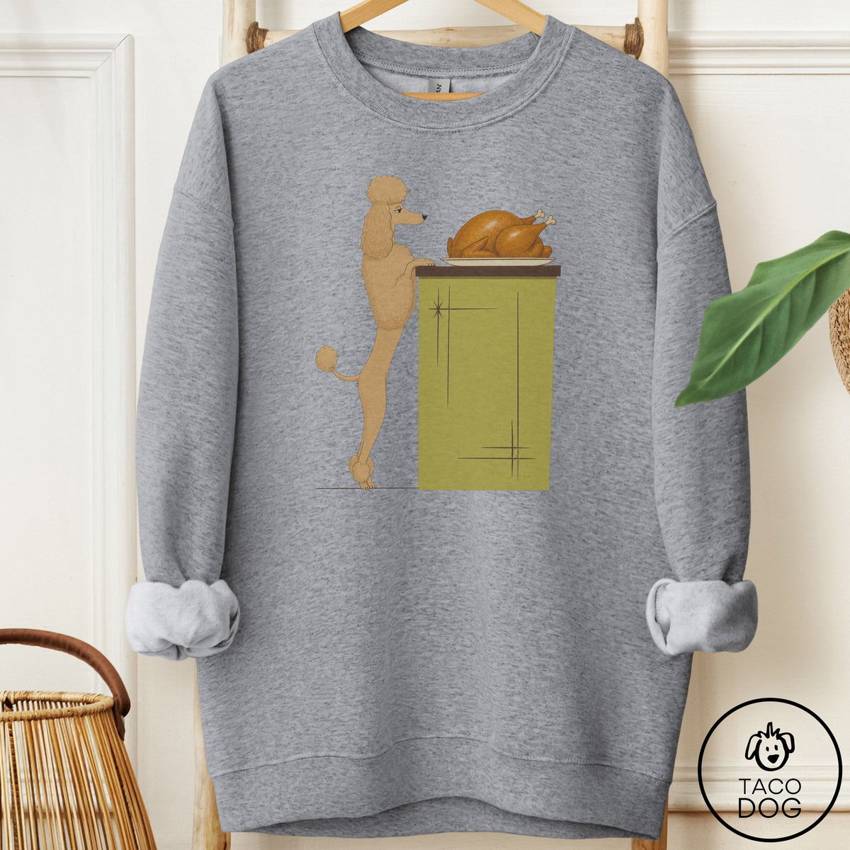 Poodle Turkey Sweatshirt Graphite Heather Taco-Dog