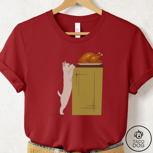 Westie Turkey T-Shirt Canvas Red Taco-Dog