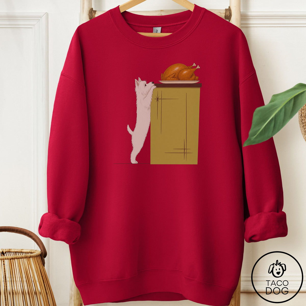 Westie Turkey Sweatshirt Cardinal Red Taco-Dog