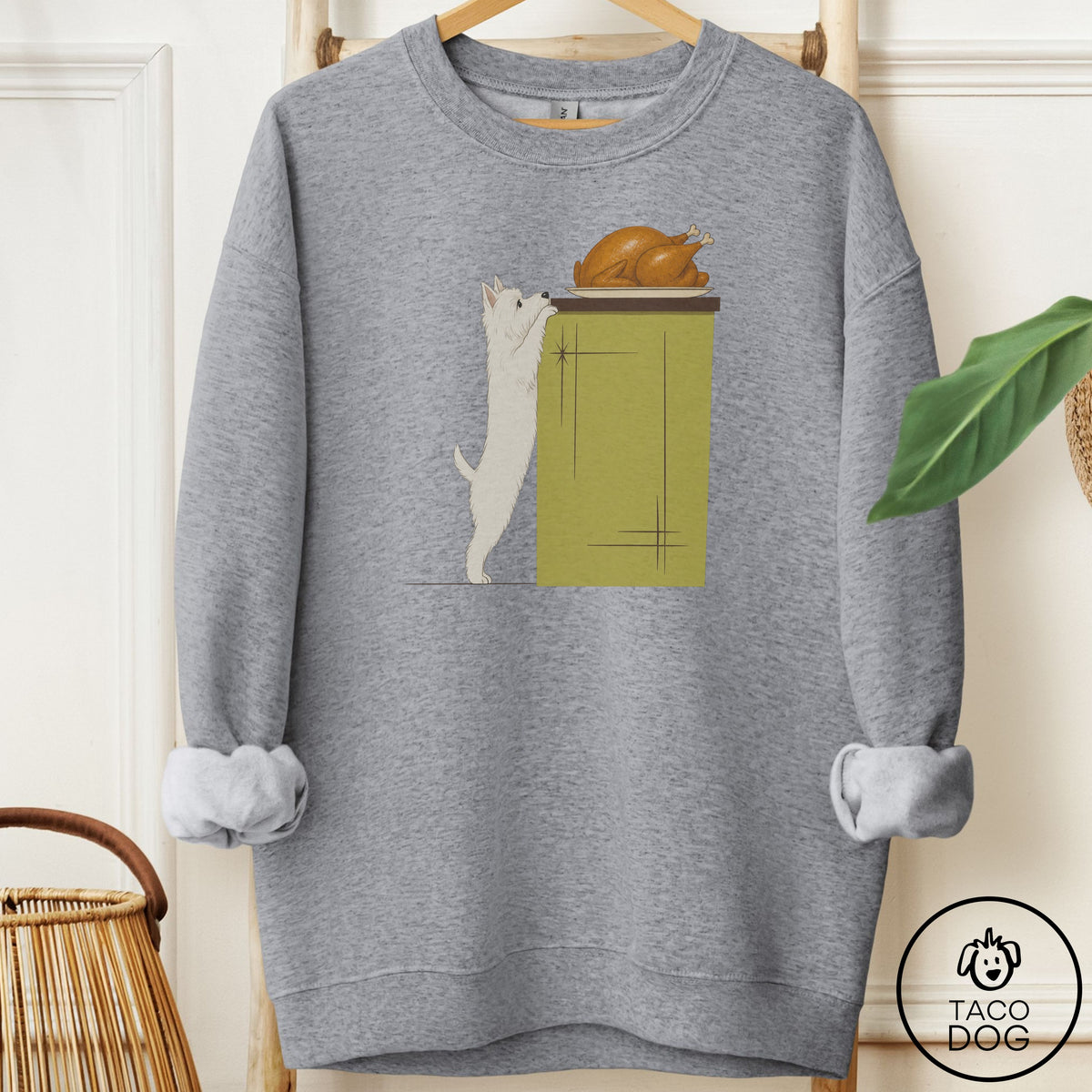 Westie Turkey Sweatshirt Graphite Heather Taco-Dog