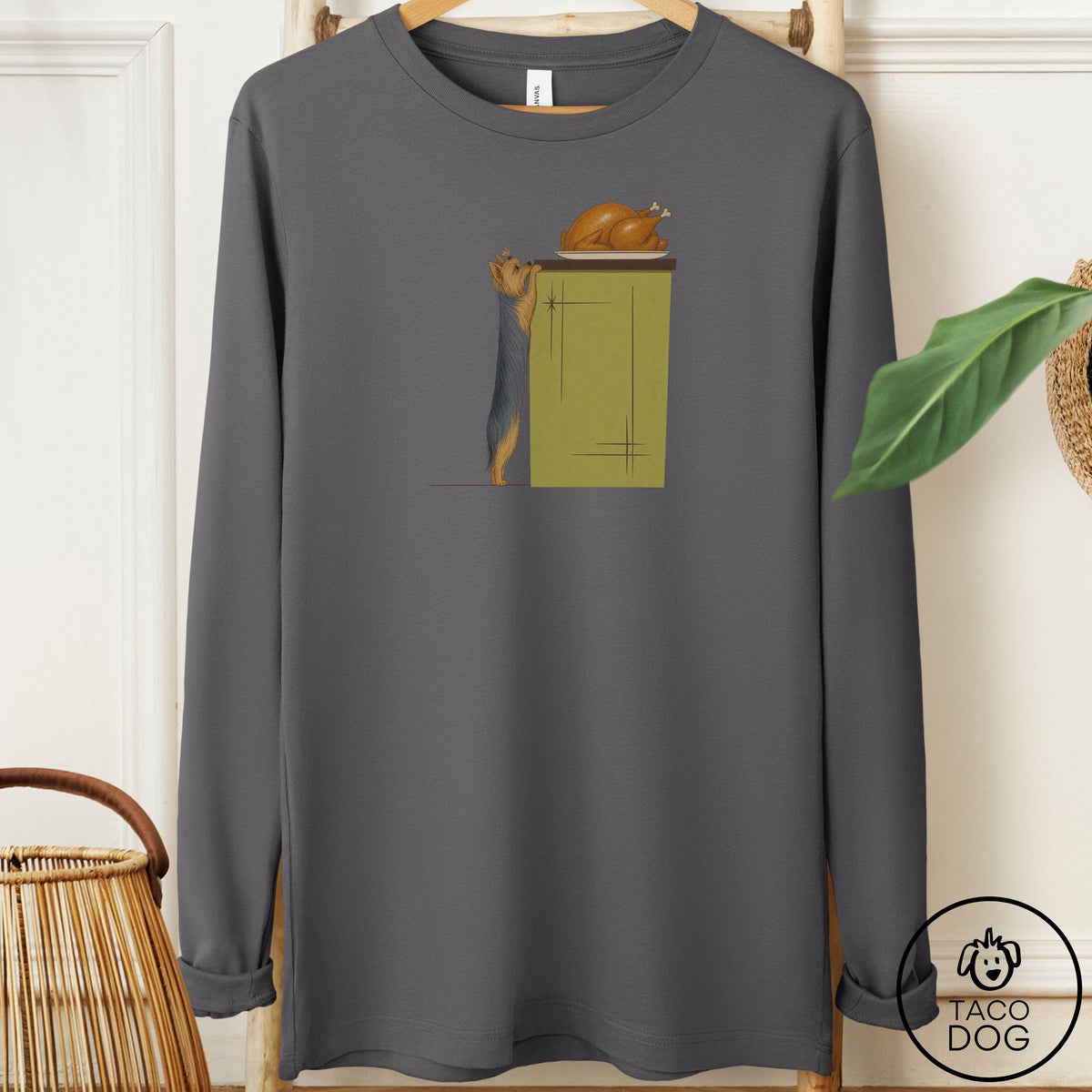 Yorkshire Terrier Yorkie Turkey Long Sleeve Tee Asphalt Taco-Dog