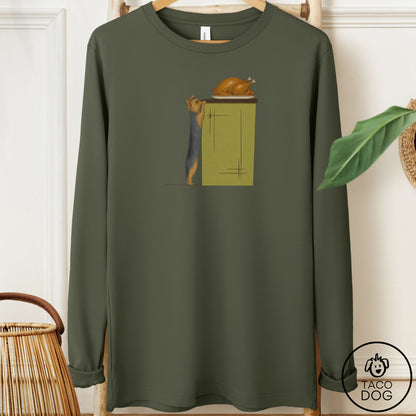 Yorkshire Terrier Yorkie Turkey Long Sleeve Tee Military Green Taco-Dog