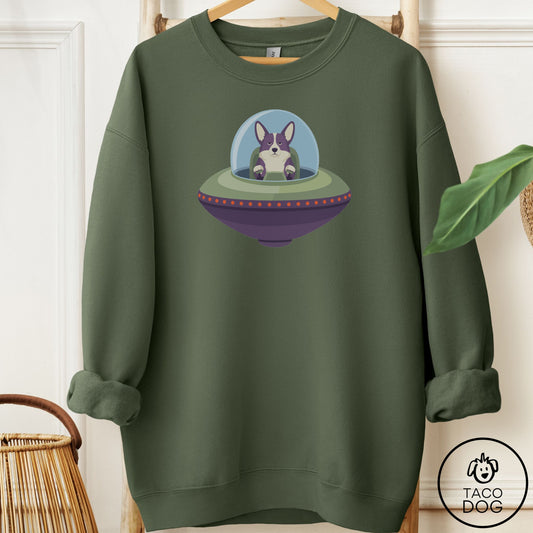 Corgi UFO Commute Sweatshirt Military Green Taco-Dog