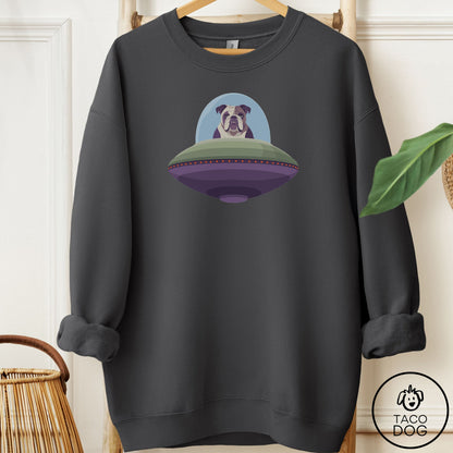 English Bulldog UFO Commute Sweatshirt Charcoal Taco-Dog