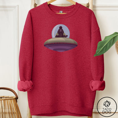 Poodle UFO Commute Sweatshirt Antique Cherry Red Taco-Dog
