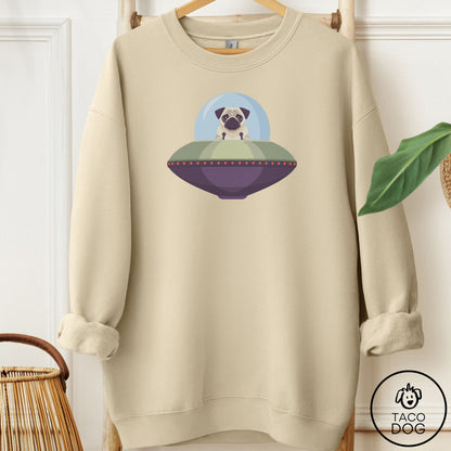 Pug UFO Commute Sweatshirt Sand Taco-Dog