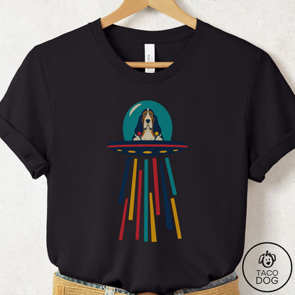 Basset Hound UFO Joyride T-Shirt Black Taco-Dog