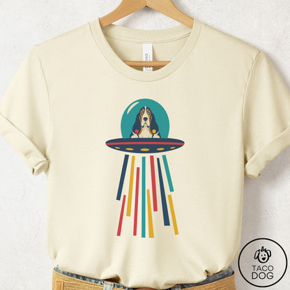 Basset Hound UFO Joyride T-Shirt Natural Taco-Dog