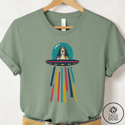 Basset Hound UFO Joyride T-Shirt Sage Taco-Dog