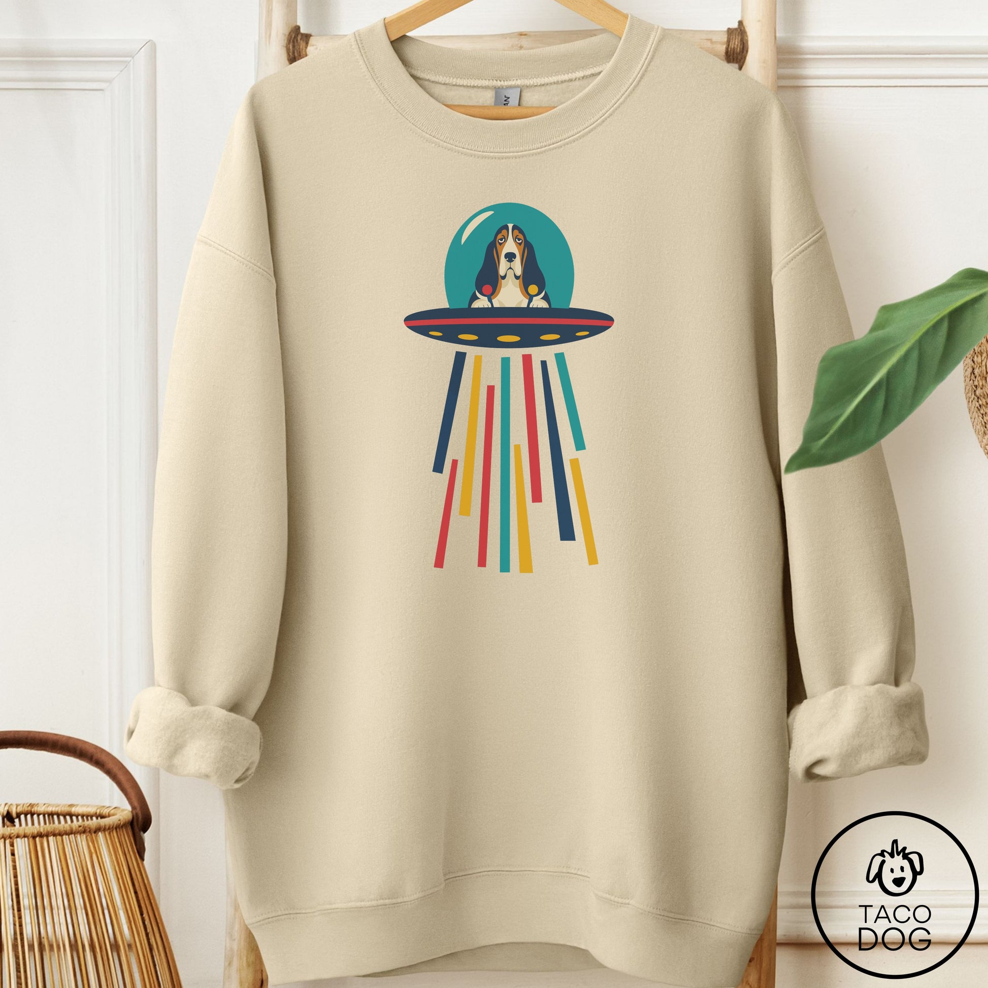 Basset Hound UFO Joyride Sweatshirt Sand Taco-Dog