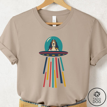 Basset Hound UFO Joyride T-Shirt Tan Taco-Dog