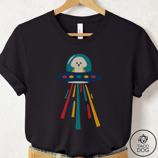 Bichon Frise UFO Joyride T-Shirt Black Taco-Dog