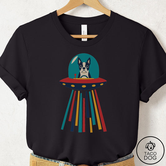 Boston Terrier UFO Joyride T-Shirt Black Taco-Dog