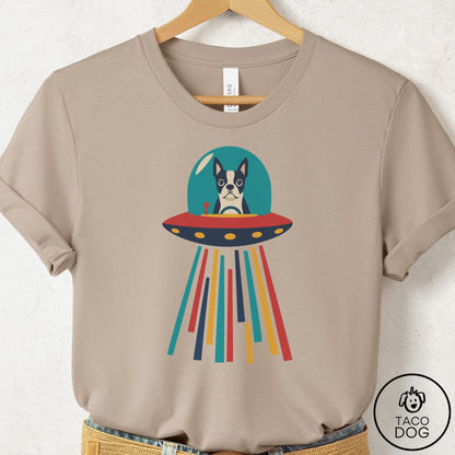 Boston Terrier UFO Joyride T-Shirt Tan Taco-Dog