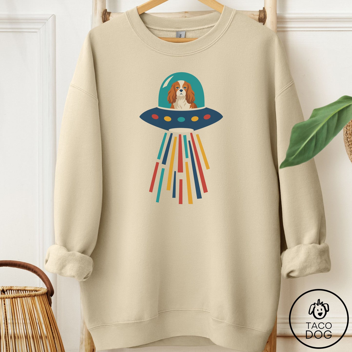 Cavalier King Charles Spaniel UFO Joyride Sweatshirt Sand Taco-Dog