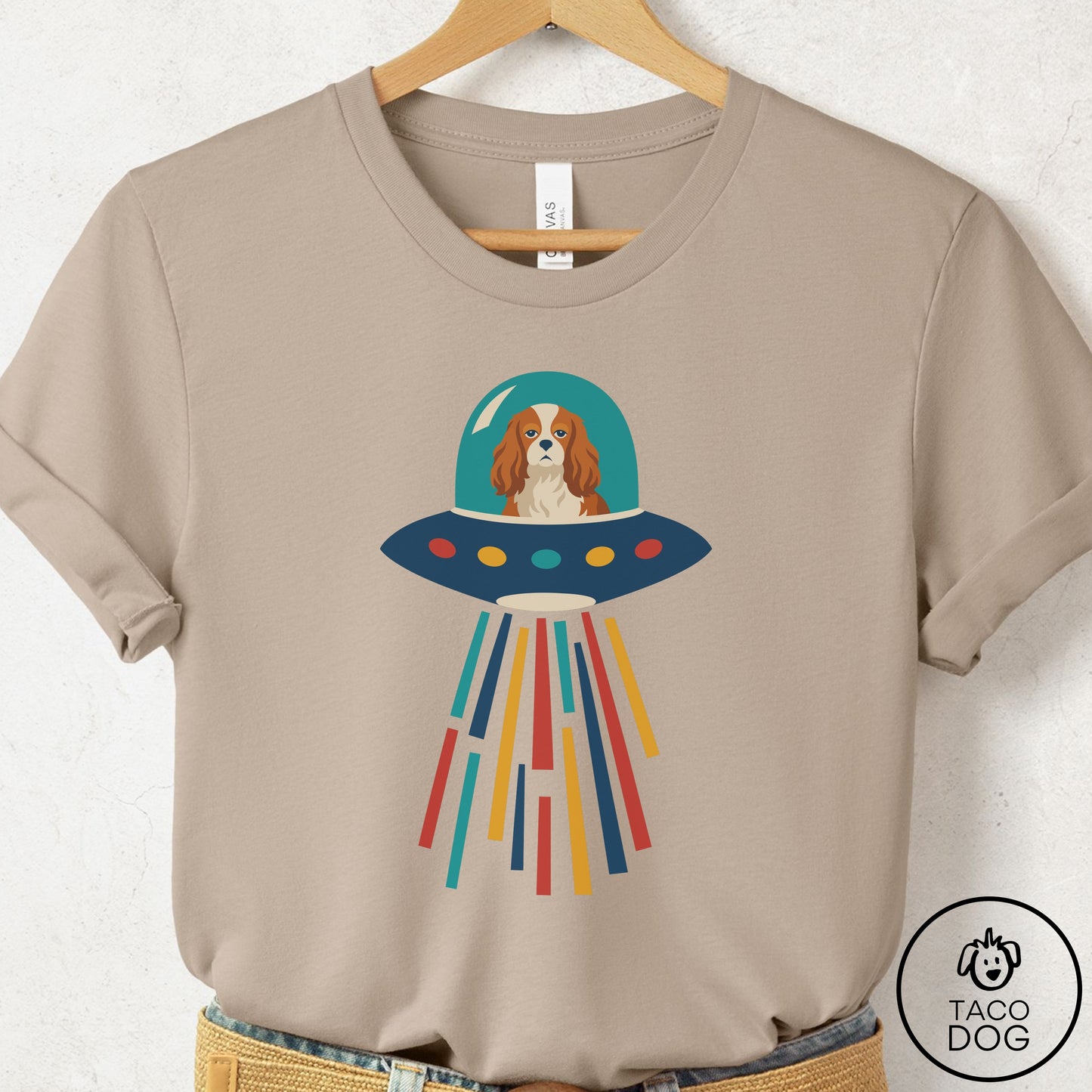Cavalier King Charles Spaniel UFO Joyride T-Shirt Tan Taco-Dog