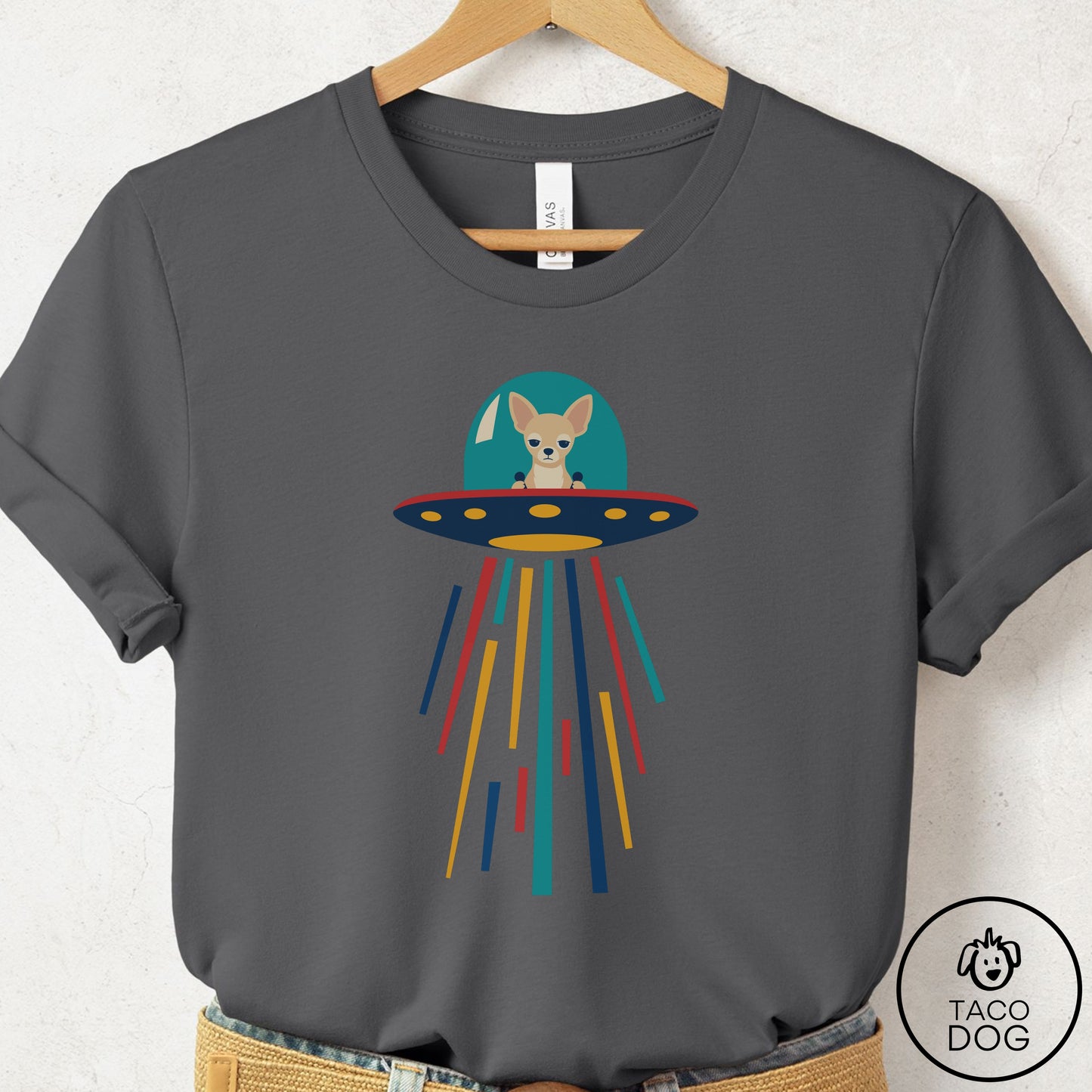 Chihuahua UFO Joyride T-Shirt Asphalt Taco-Dog