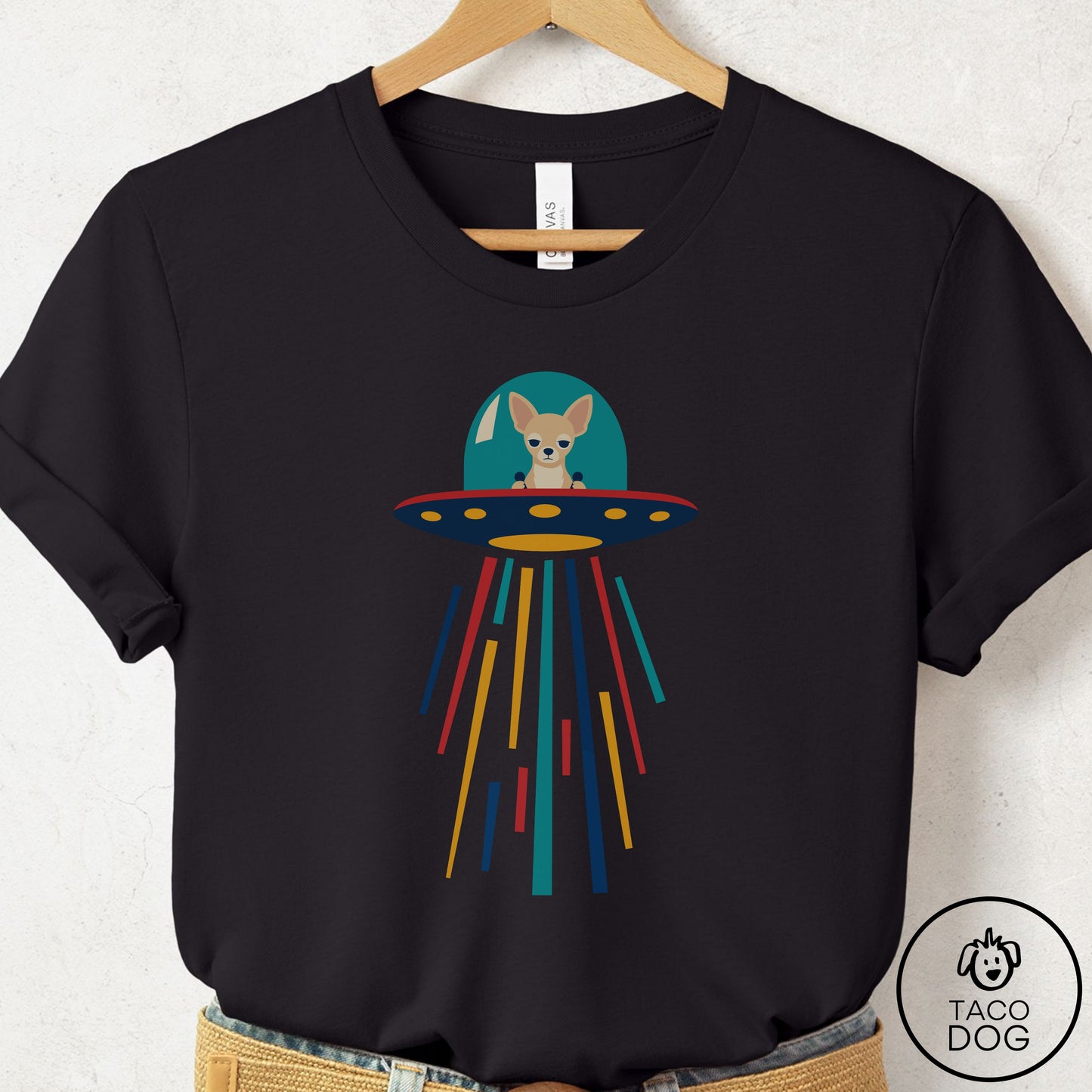 Chihuahua UFO Joyride T-Shirt Black Taco-Dog
