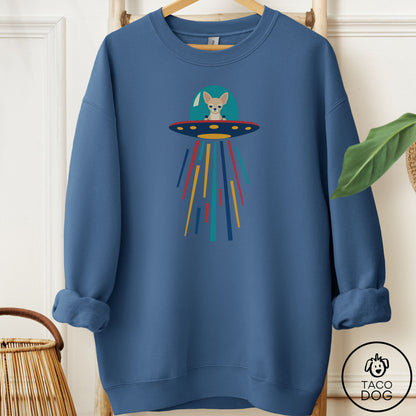 Chihuahua UFO Joyride Sweatshirt Indigo Blue Taco-Dog