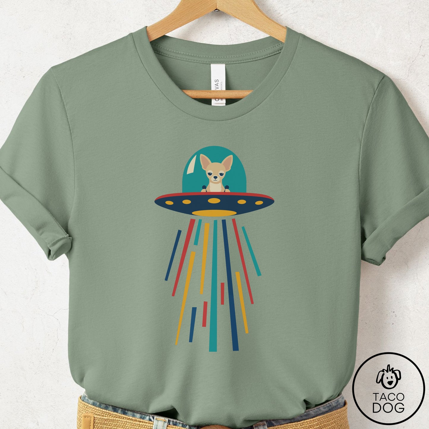Chihuahua UFO Joyride T-Shirt Sage Taco-Dog