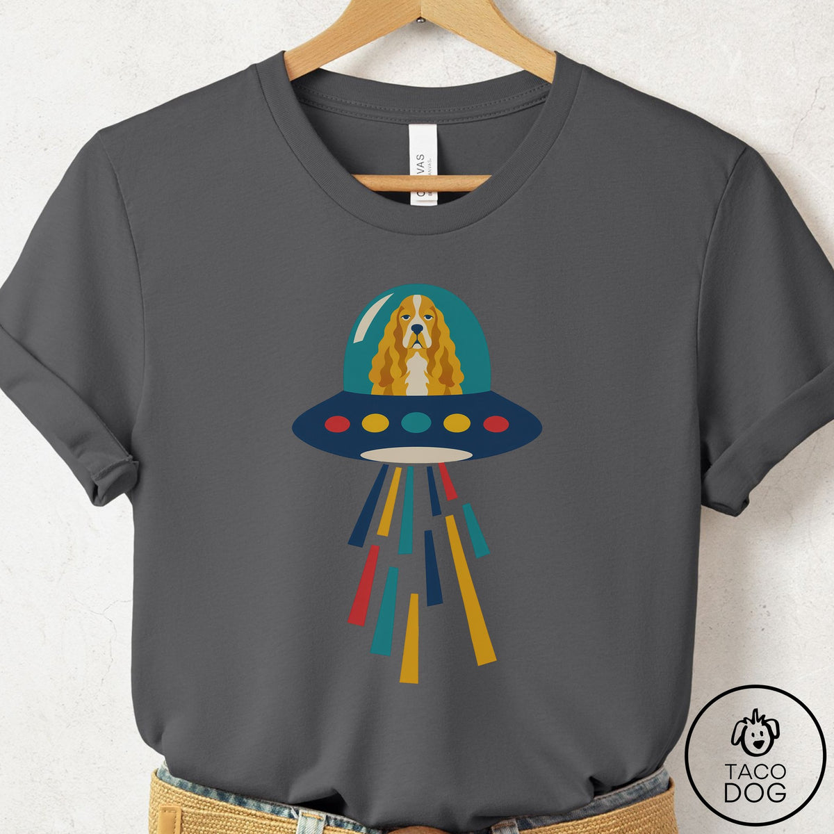Cocker Spaniel UFO Joyride T-Shirt Asphalt Taco-Dog