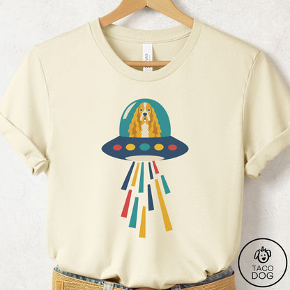 Cocker Spaniel UFO Joyride T-Shirt Natural Taco-Dog
