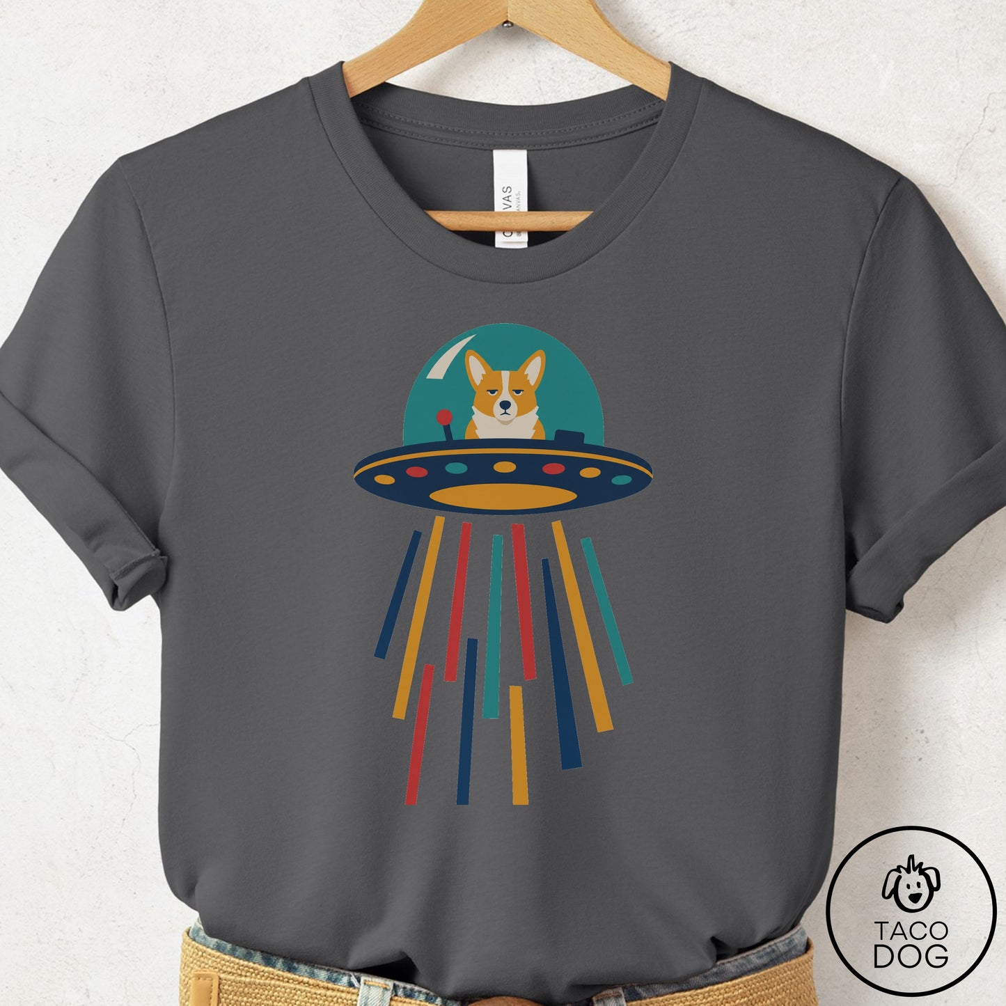 Corgi UFO Joyride T-Shirt Asphalt Taco-Dog