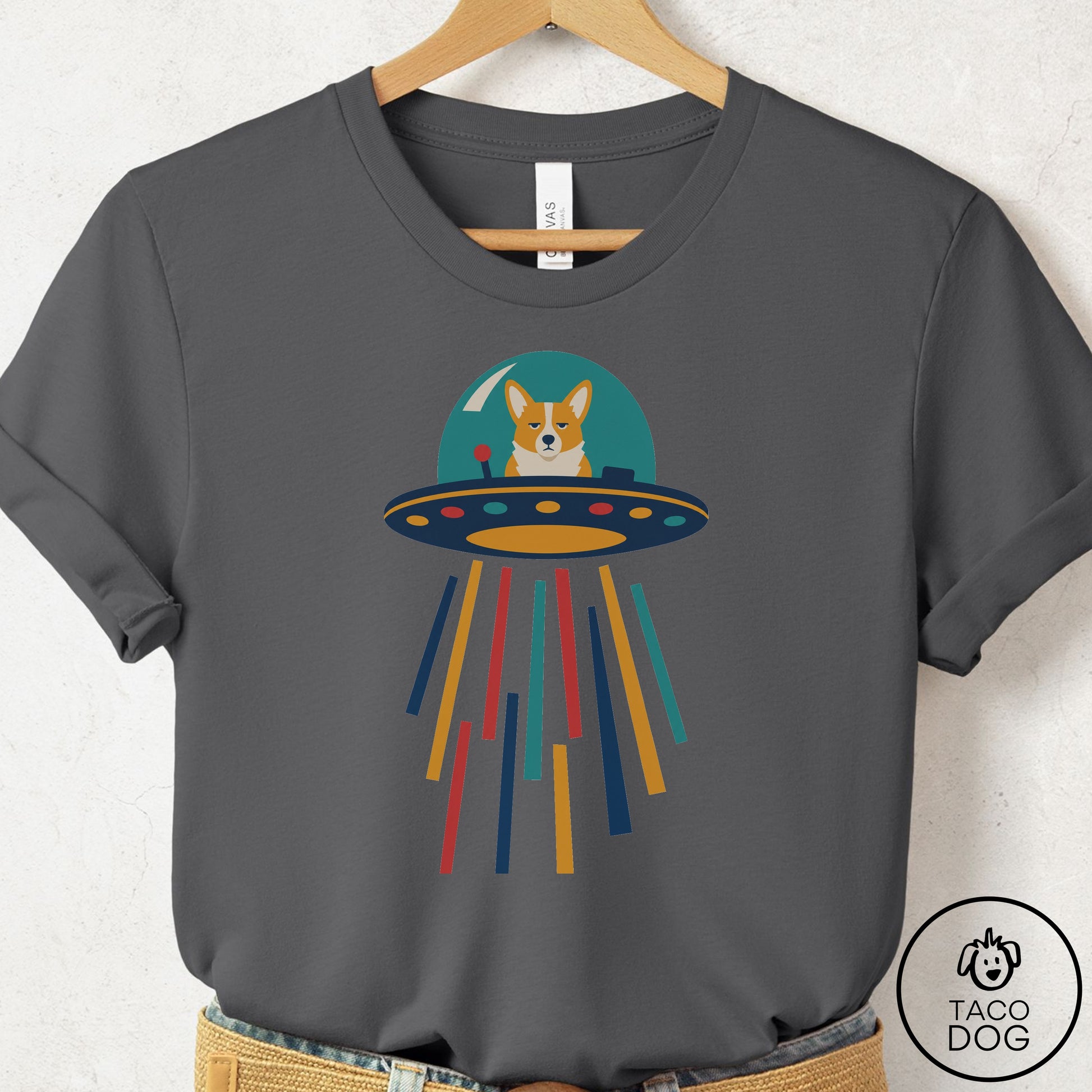 Corgi UFO Joyride T-Shirt Asphalt Taco-Dog