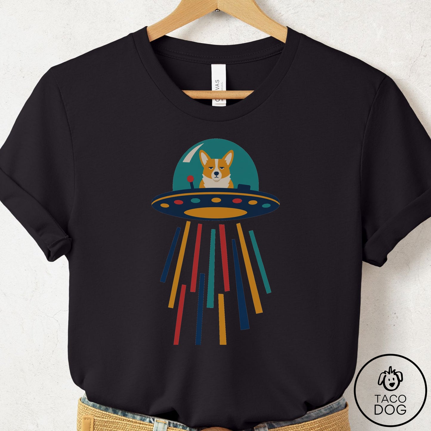Corgi UFO Joyride T-Shirt Black Taco-Dog
