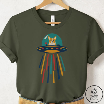 Corgi UFO Joyride T-Shirt Military Green Taco-Dog