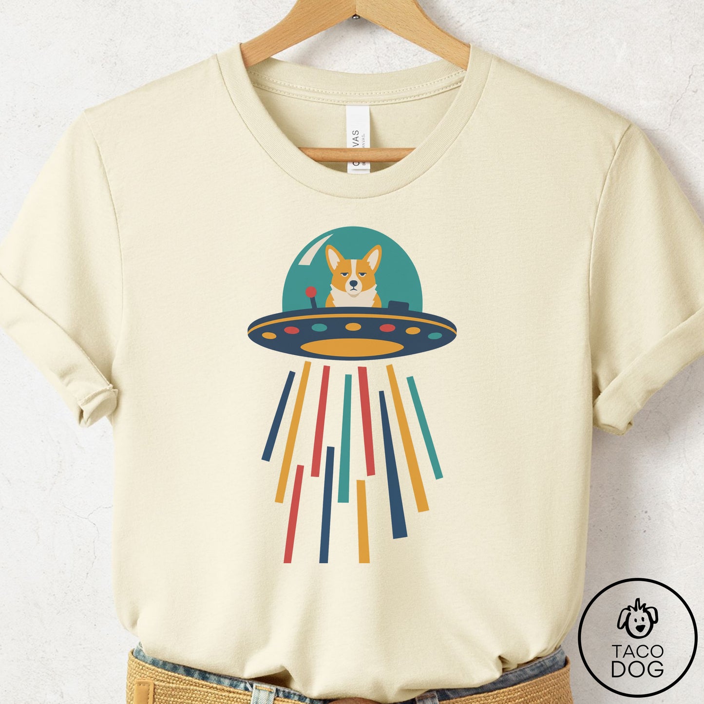 Corgi UFO Joyride T-Shirt Natural Taco-Dog