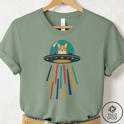 Corgi UFO Joyride T-Shirt Sage Taco-Dog