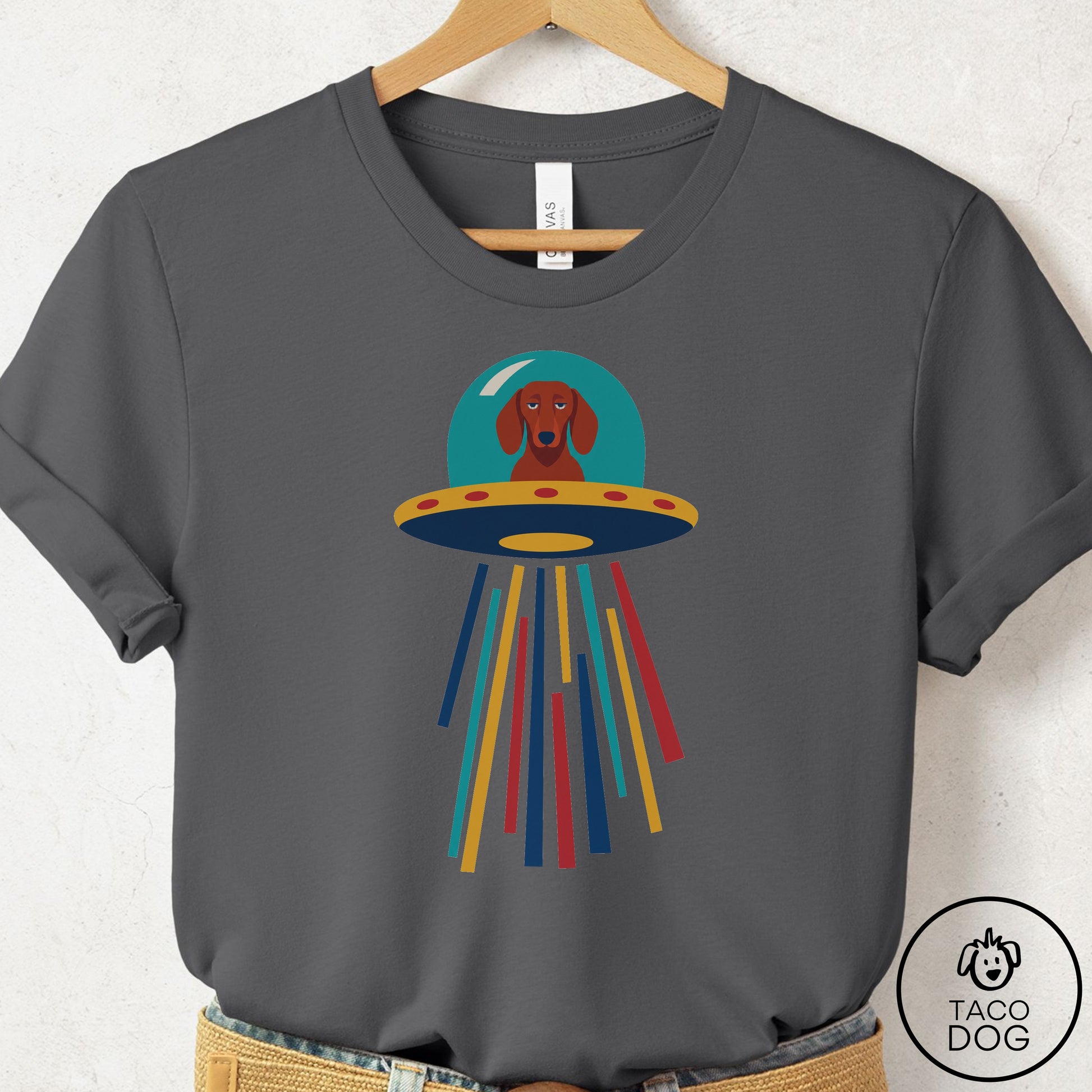 Dachshund UFO Joyride T-Shirt Asphalt Taco-Dog