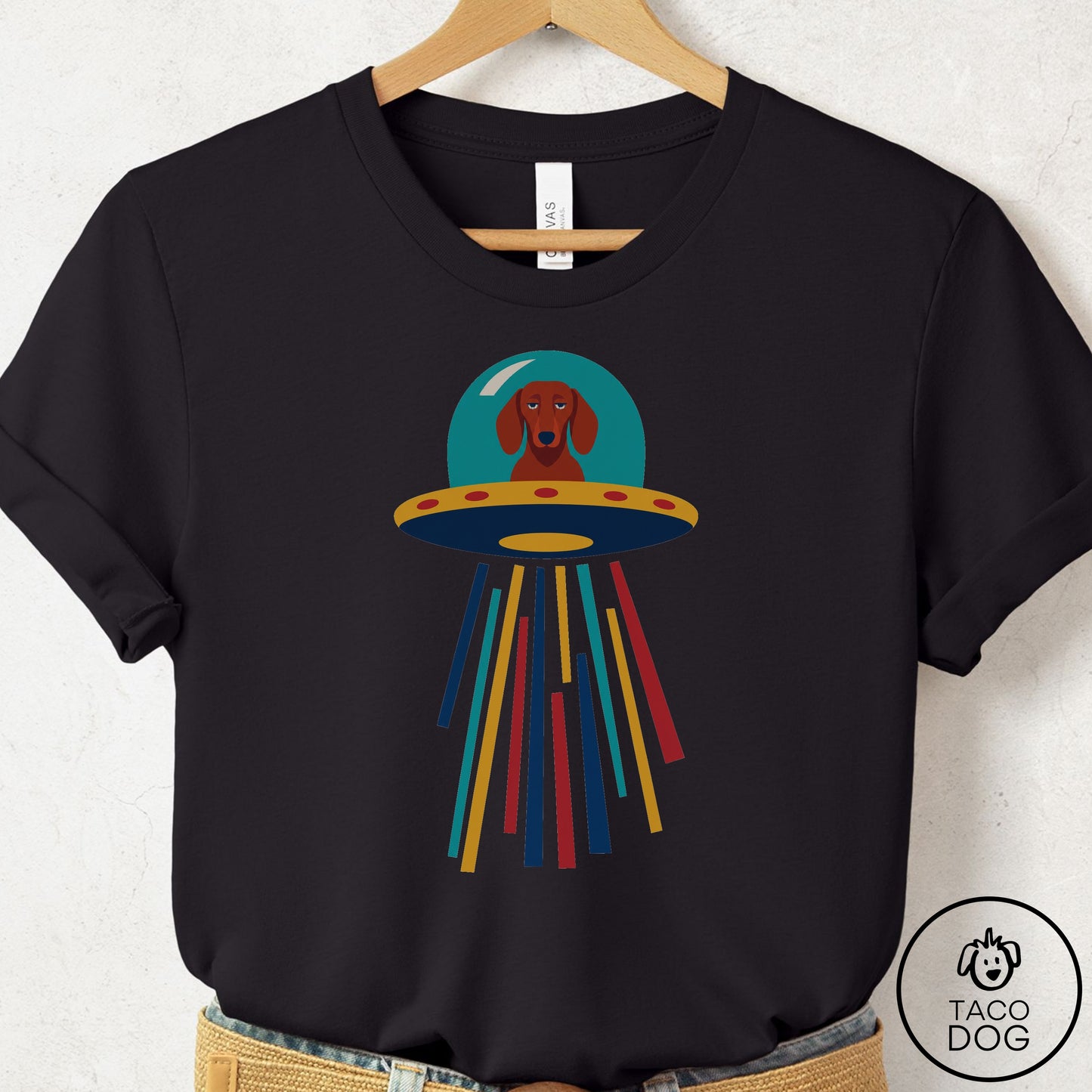 Dachshund UFO Joyride T-Shirt Black Taco-Dog