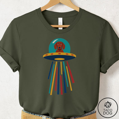 Dachshund UFO Joyride T-Shirt Military Green Taco-Dog