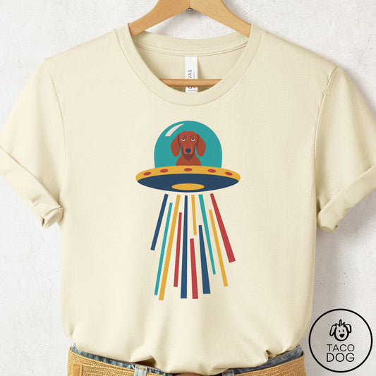 Dachshund UFO Joyride T-Shirt Natural Taco-Dog