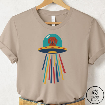Dachshund UFO Joyride T-Shirt Tan Taco-Dog