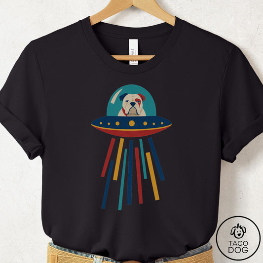 English Bulldog UFO Joyride T-Shirt Black Taco-Dog