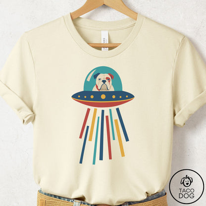 English Bulldog UFO Joyride T-Shirt Natural Taco-Dog