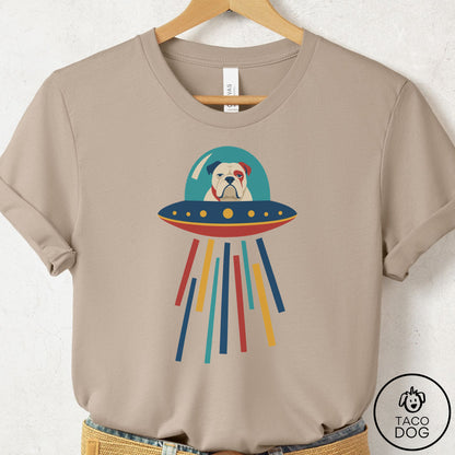 English Bulldog UFO Joyride T-Shirt Tan Taco-Dog