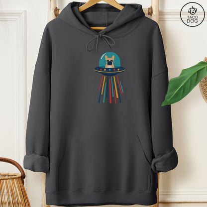French Bulldog Frenchie UFO Joyride Hoodie Charcoal Taco-Dog