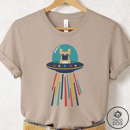 French Bulldog Frenchie UFO Joyride T-Shirt Tan Taco-Dog