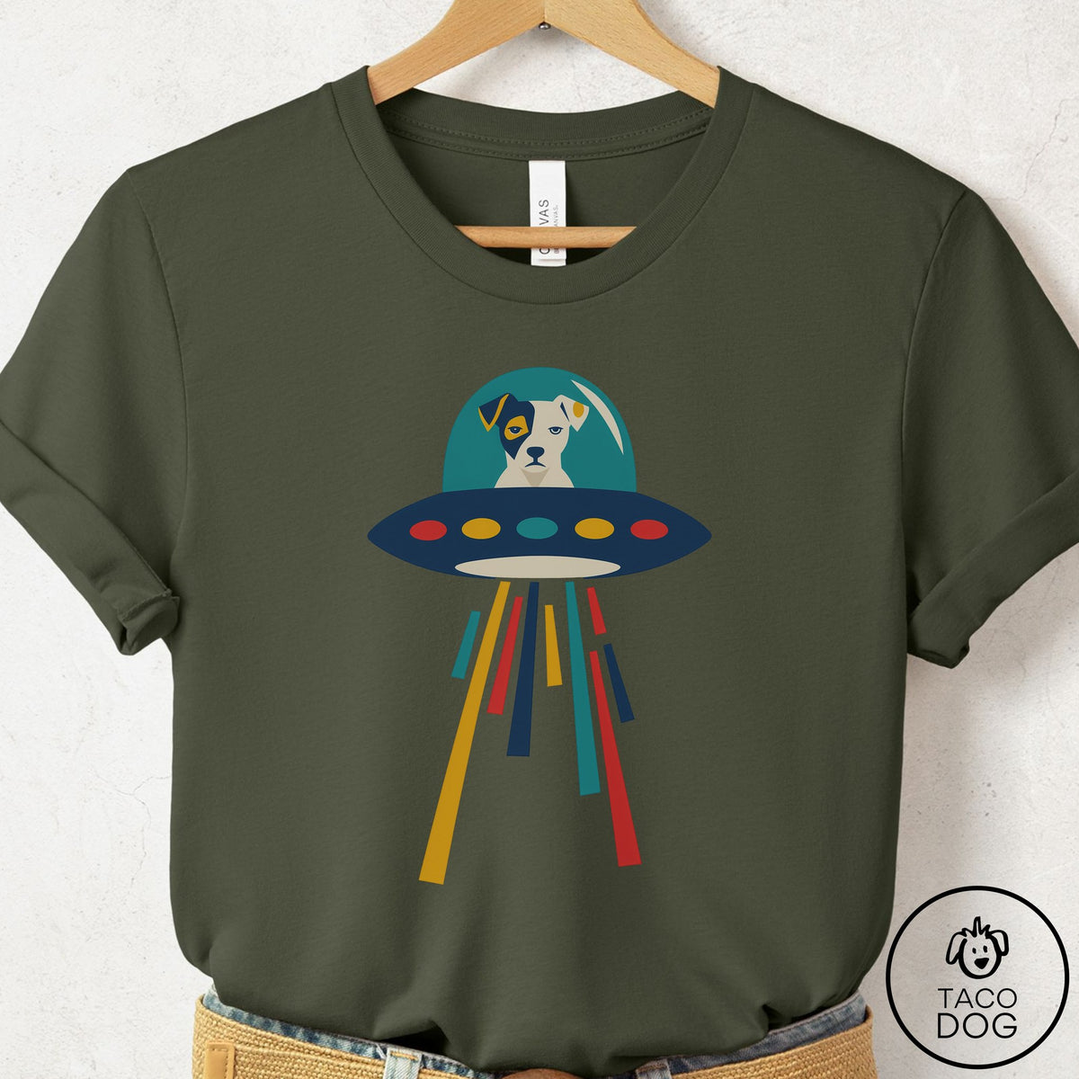 Jack Russell UFO Joyride T-Shirt Military Green Taco-Dog