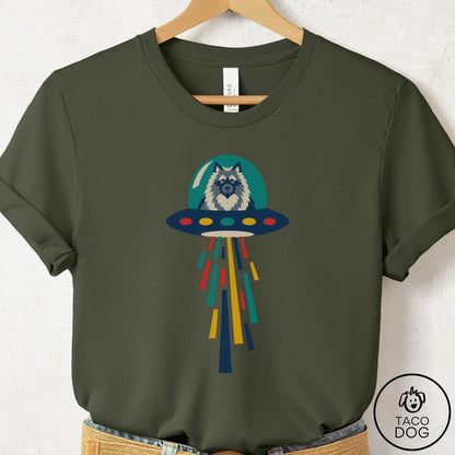 Keeshond UFO Joyride T-Shirt Military Green Taco-Dog